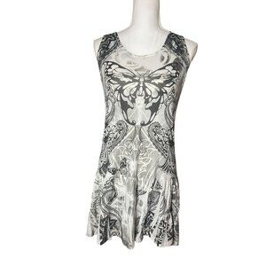 MissMatch Black White Butterfly Paisley Small Dress Womens Y2K Streetwear Grunge